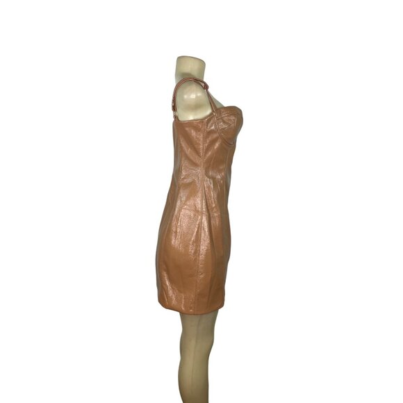 Meshki Faux Leather Strap Mini Dress Size M/L - Picture 2 of 7